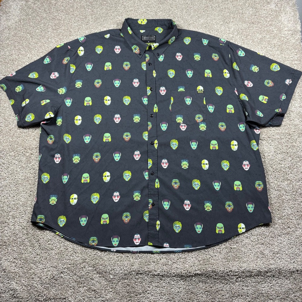RSVLTS Universal Monsters Fright Club KUNUFLEX Shirt Mens 4XL Black Short Sleeve